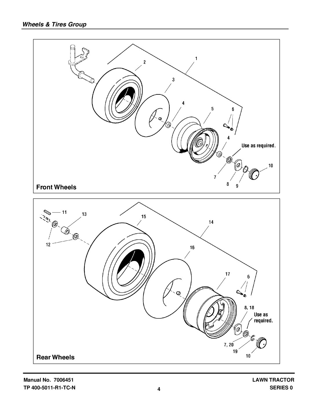 Snapper LT1644 manual Wheels & Tires Group 