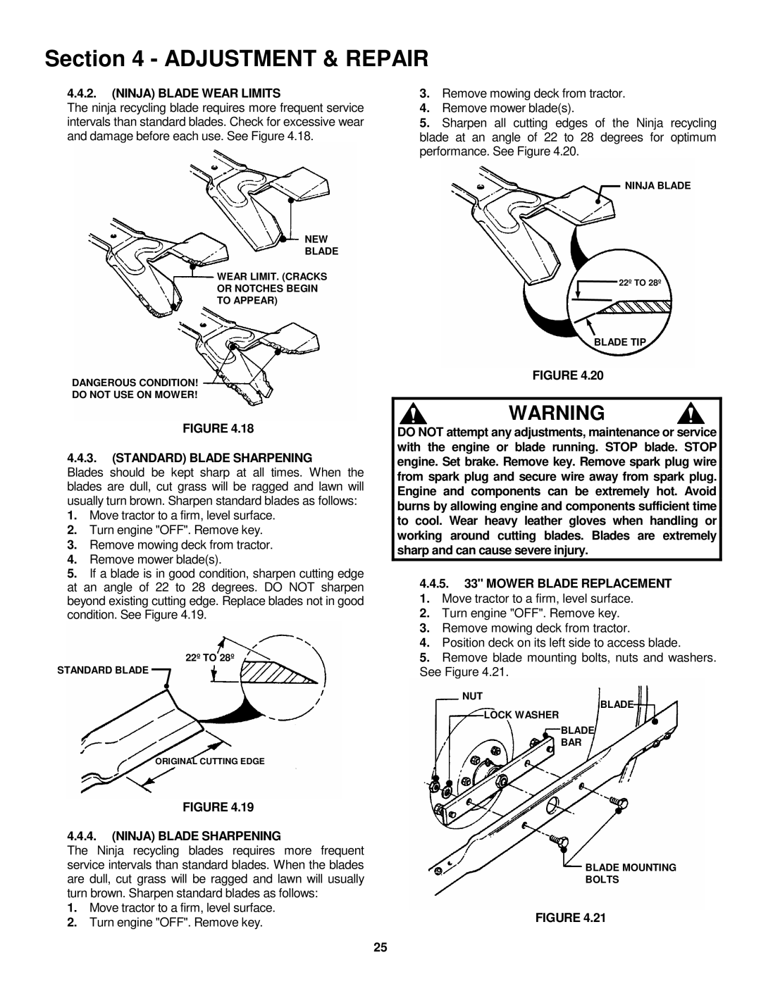 Snapper LT150H33IBV Ninja Blade Wear Limits, Standard Blade Sharpening, Mower Blade Replacement, Ninja Blade Sharpening 