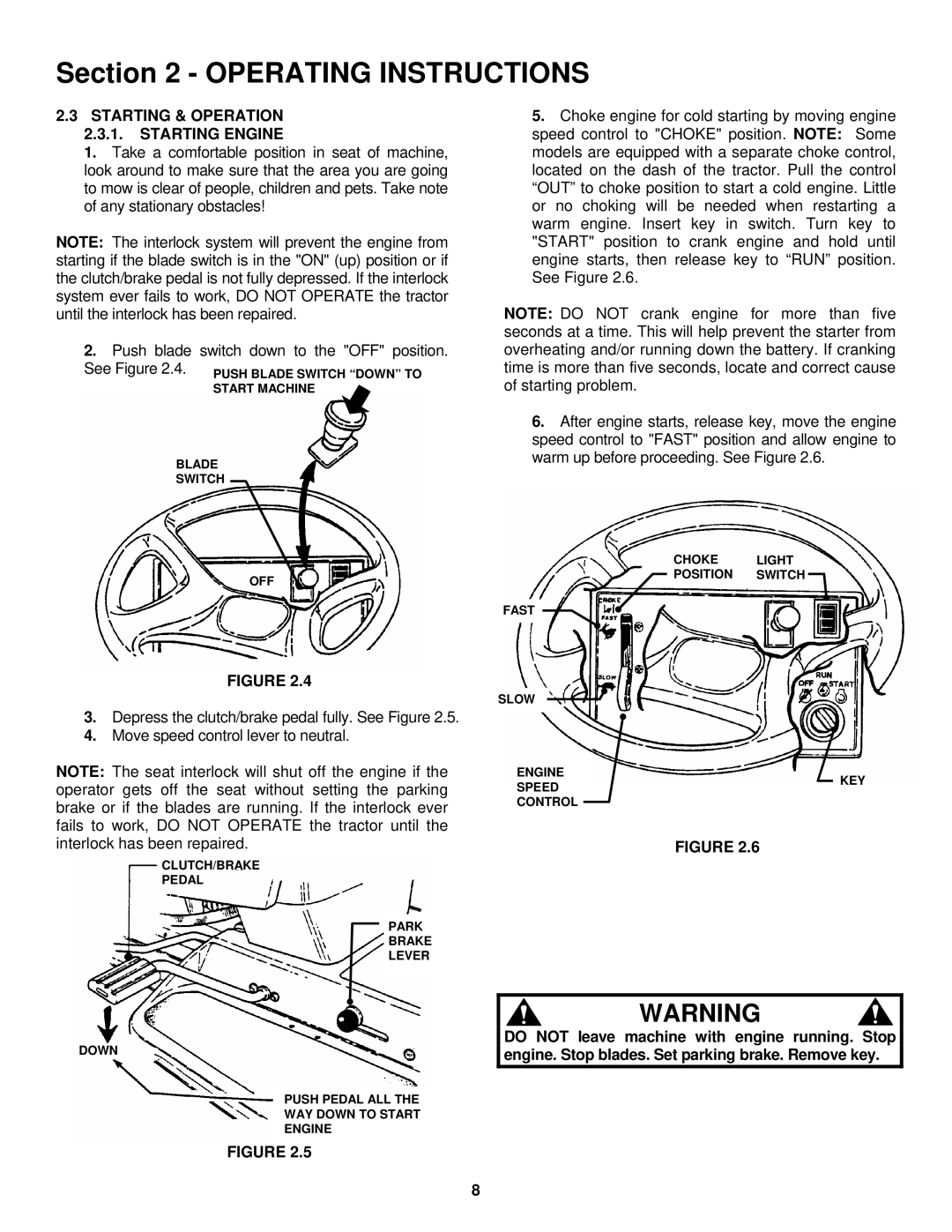 Snapper LT180H42IBV, LT200H42IBV2, LT200H48IBV2 Starting & Operation Starting Engine, See Figure 