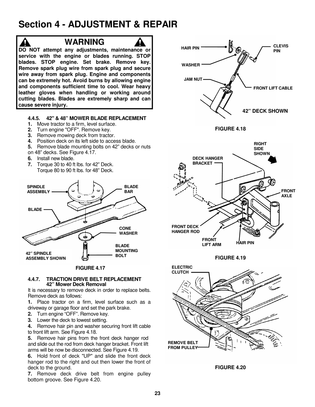 Snapper LT180H42IBV2, WLT180H42IBV2, LT200H48IBV2, WLT200H48IBV2 5 & 48 Mower Blade Replacement, Deck Shown 