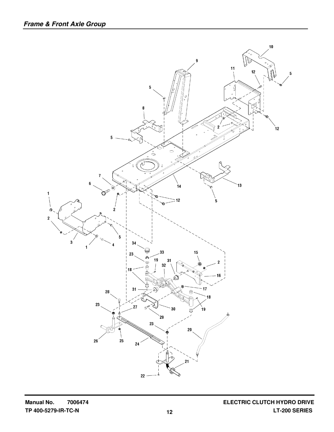 Snapper LT18538 (2690577), ELT2044 (2690594), ELT18538 (2690593), ELT18538 (2690685) manual Frame & Front Axle Group 