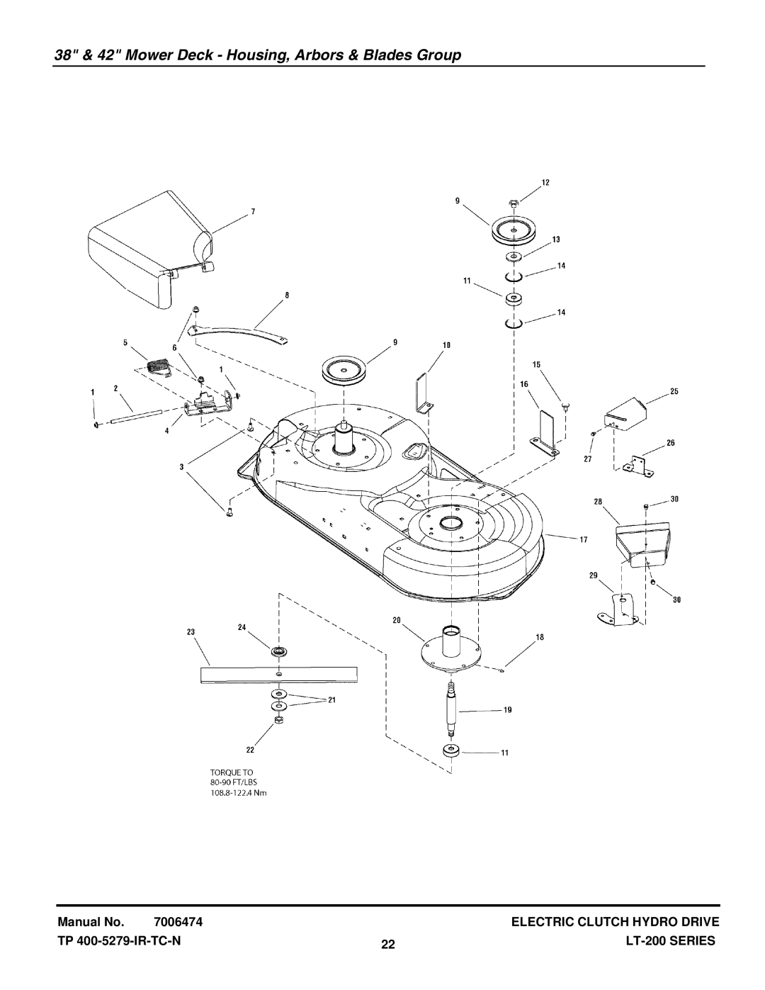 Snapper ELT2044 (2690689), LT18538 (2690577), ELT2044 (2690594), ELT18538 38 & 42 Mower Deck Housing, Arbors & Blades Group 