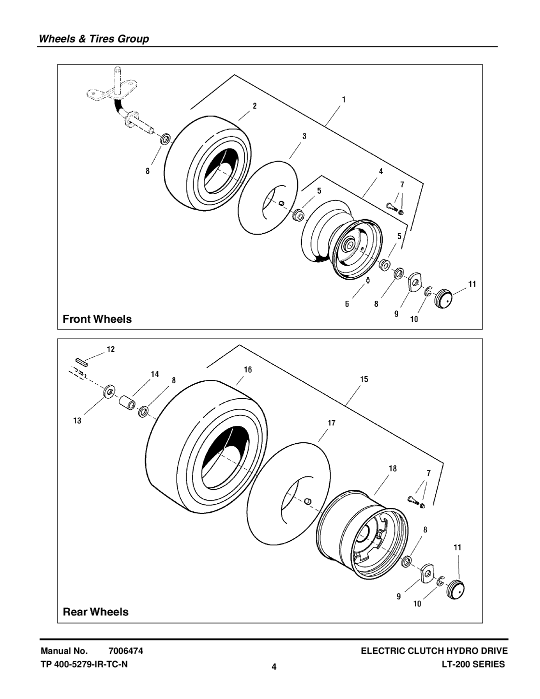 Snapper ELT2044 (2690689), LT18538 (2690577), ELT2044 (2690594), ELT18538 (2690593), ELT18538 (2690685) Wheels & Tires Group 