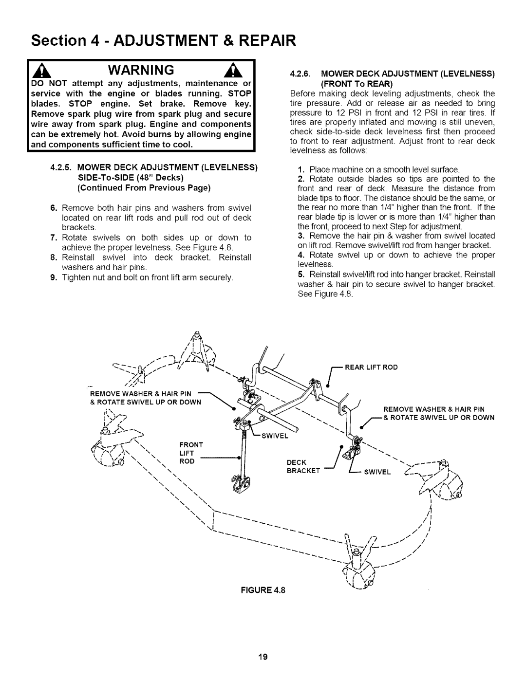 Snapper WLT200H481BV2, WLT180H421BV2 important safety instructions Front To Rear 