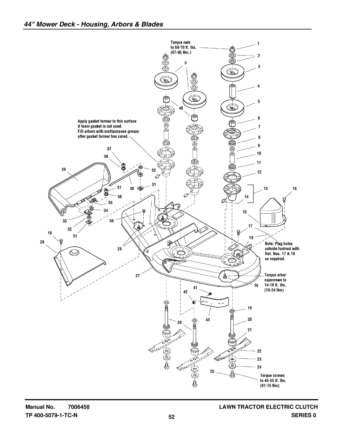 Snapper LT18400 (2690404), LT2040 (2690500), LT20440 (2690283), LT1840 (1694808) manual Mower Deck Housing, Arbors & Blades 