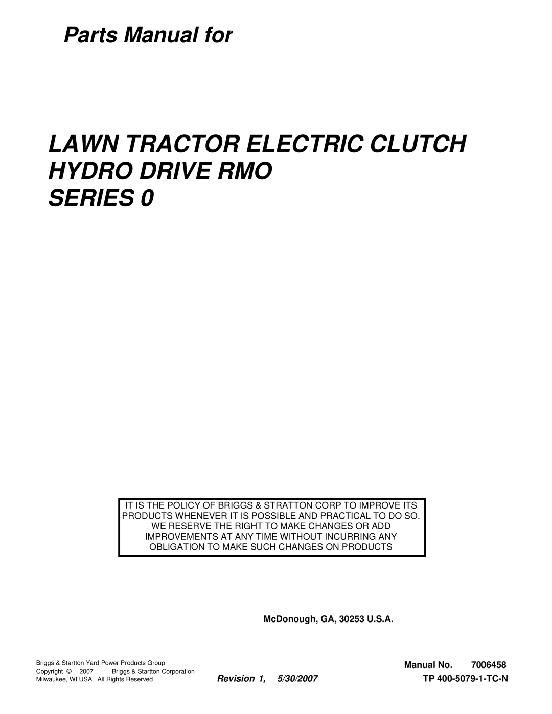 Snapper YT2050 (1694637), LT2040 (2690500), LT20440 (2690283) manual Lawn Tractor Electric Clutch Hydro Drive RMO Series 