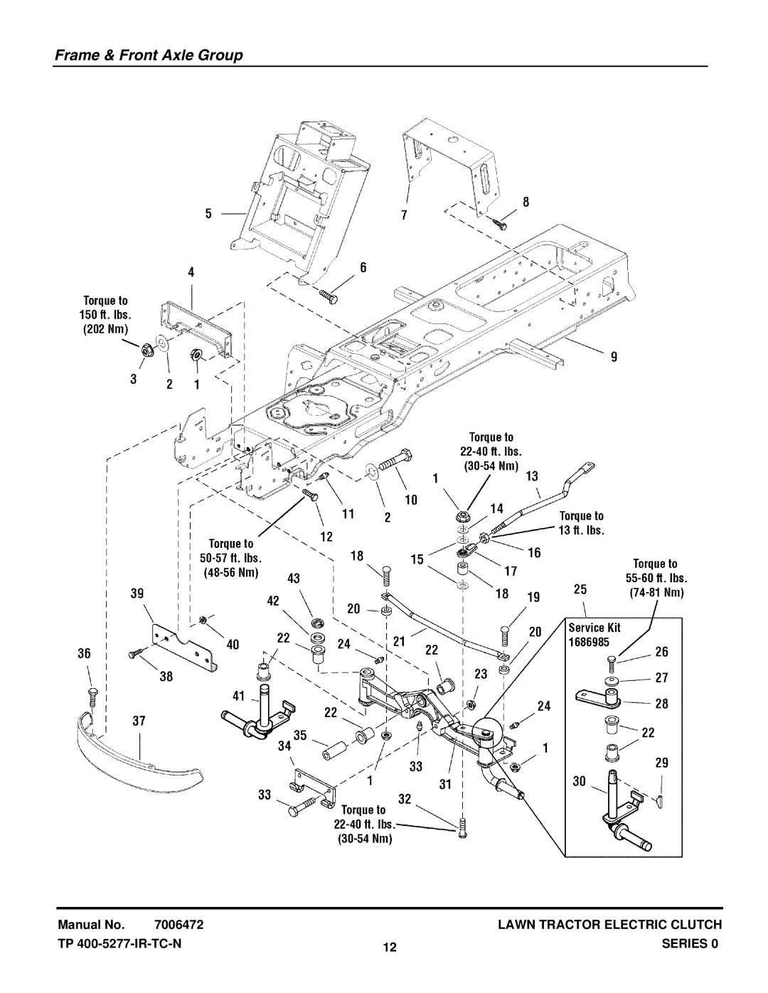 Snapper LT2040 manual Frame & Front Axle Group 