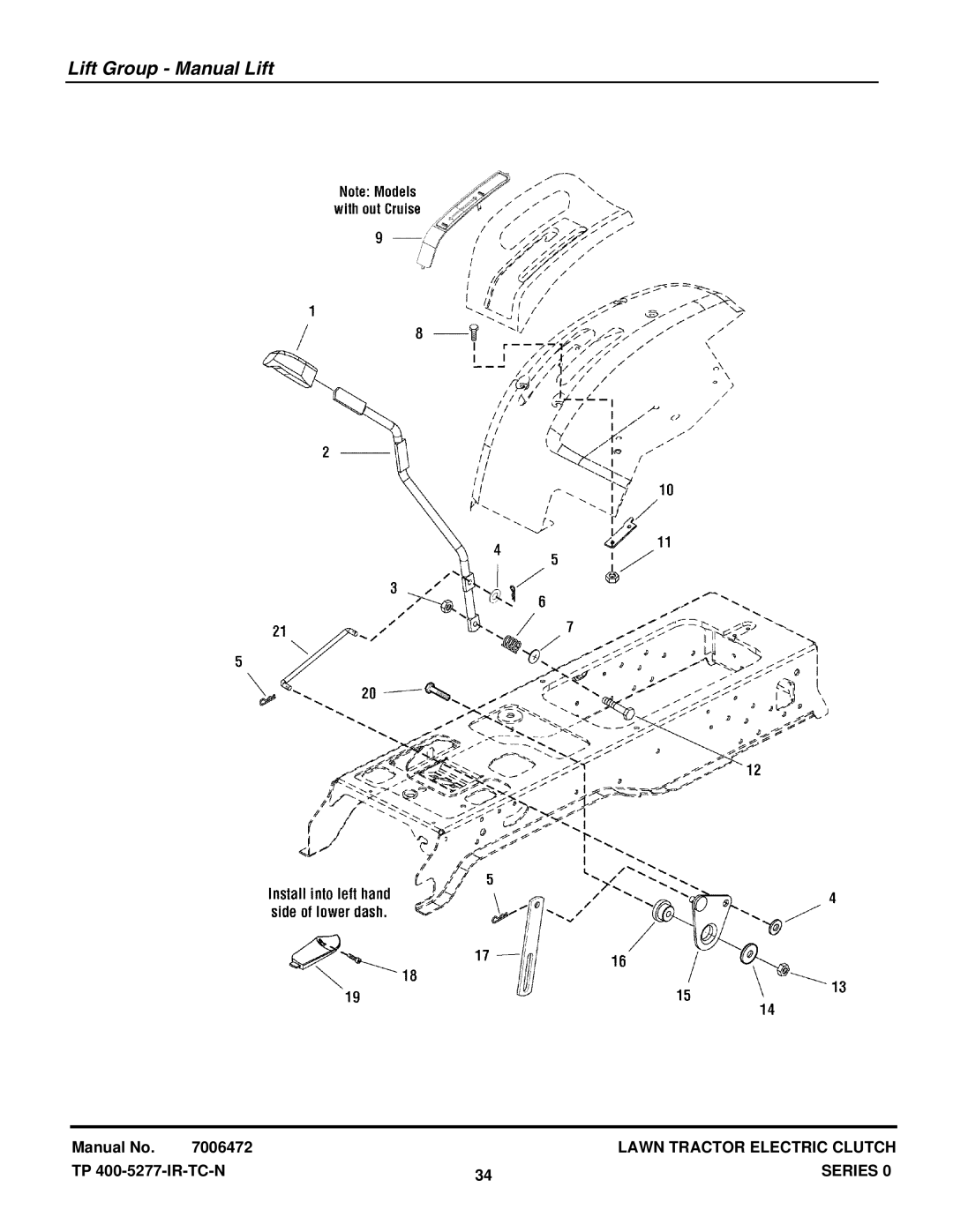 Snapper LT2040 manual Lift Group Manual Lift 