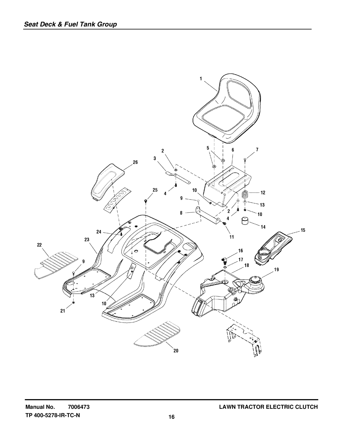 Snapper LT2044 (2690714) manual Seat Deck & Fuel Tank Group 