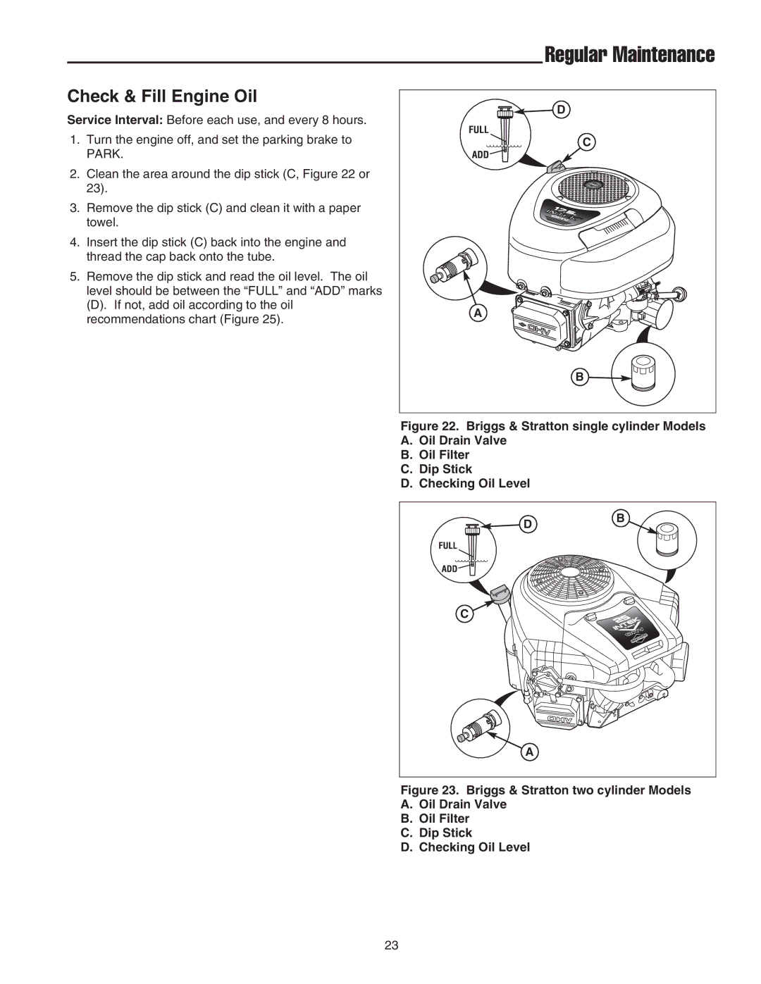 Snapper LT2044 manual Check & Fill Engine Oil 