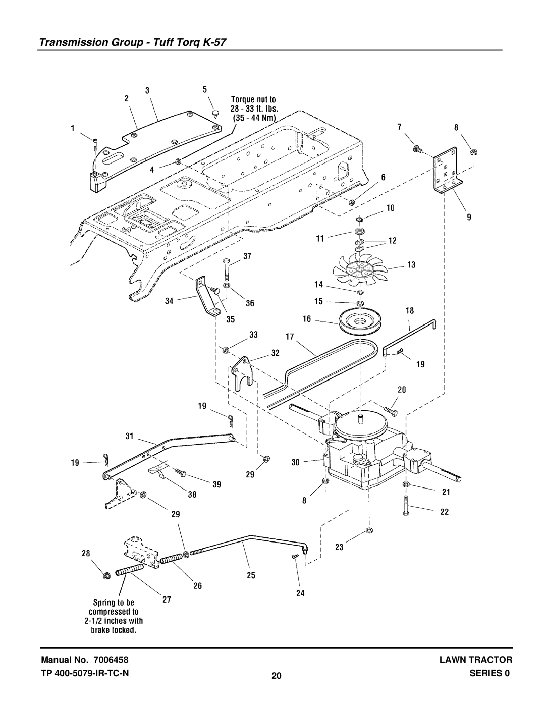 Snapper LT20440, LT18400 manual Transmission Group Tuff Torq K-57 