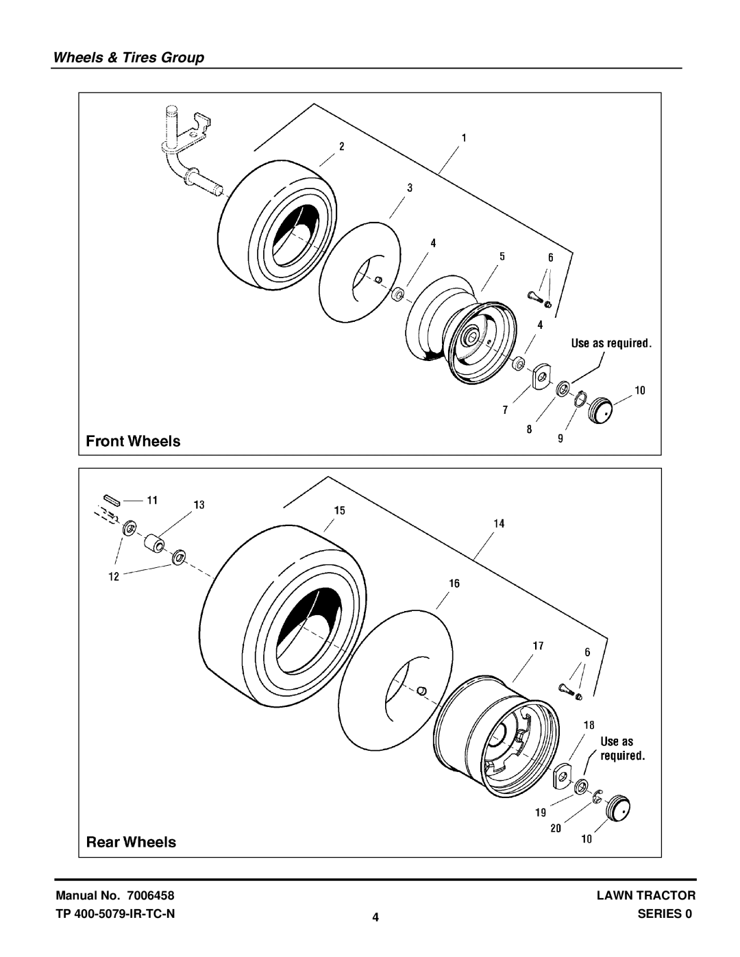 Snapper LT20440, LT18400 manual Wheels & Tires Group 