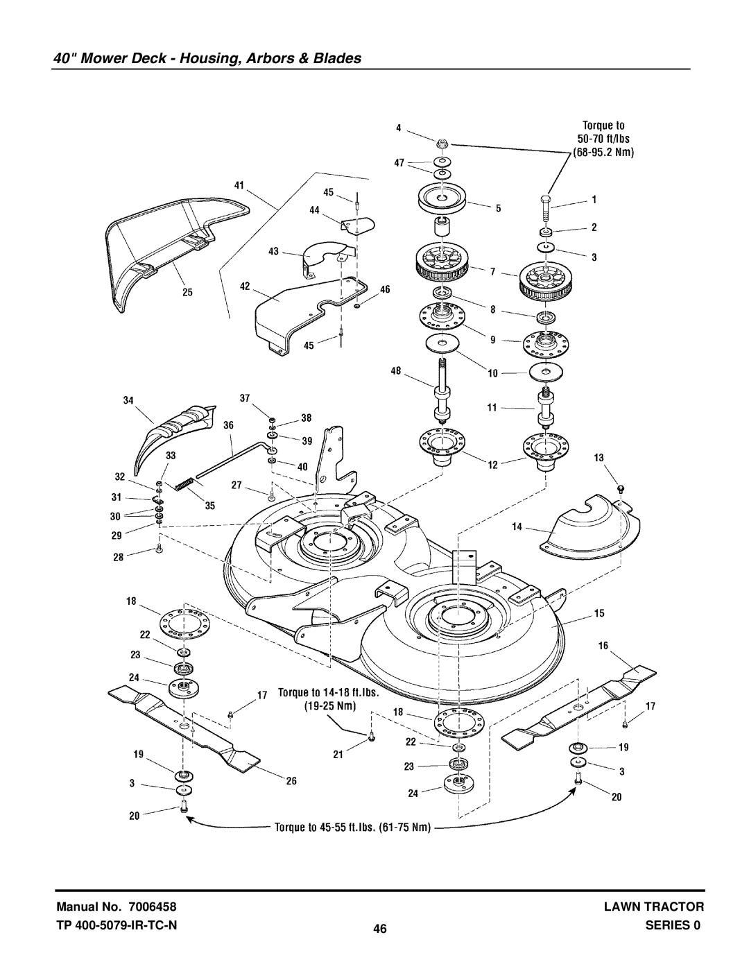 Snapper LT20440, LT18400 manual Mower Deck Housing, Arbors & Blades 