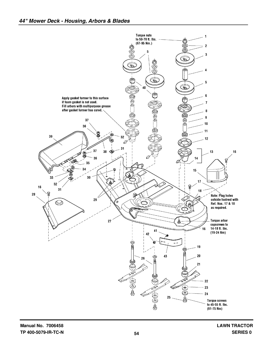 Snapper LT20440, LT18400 manual Mower Deck Housing, Arbors & Blades 