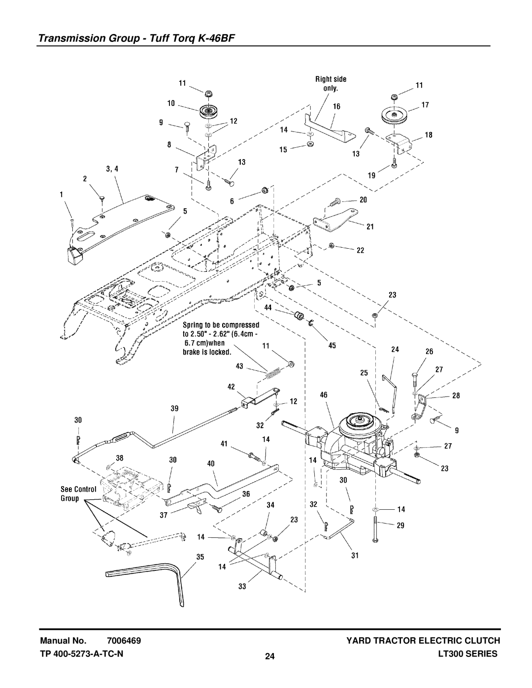 Snapper LT300 manual Transmission Group Tuff Torq K-46BF 