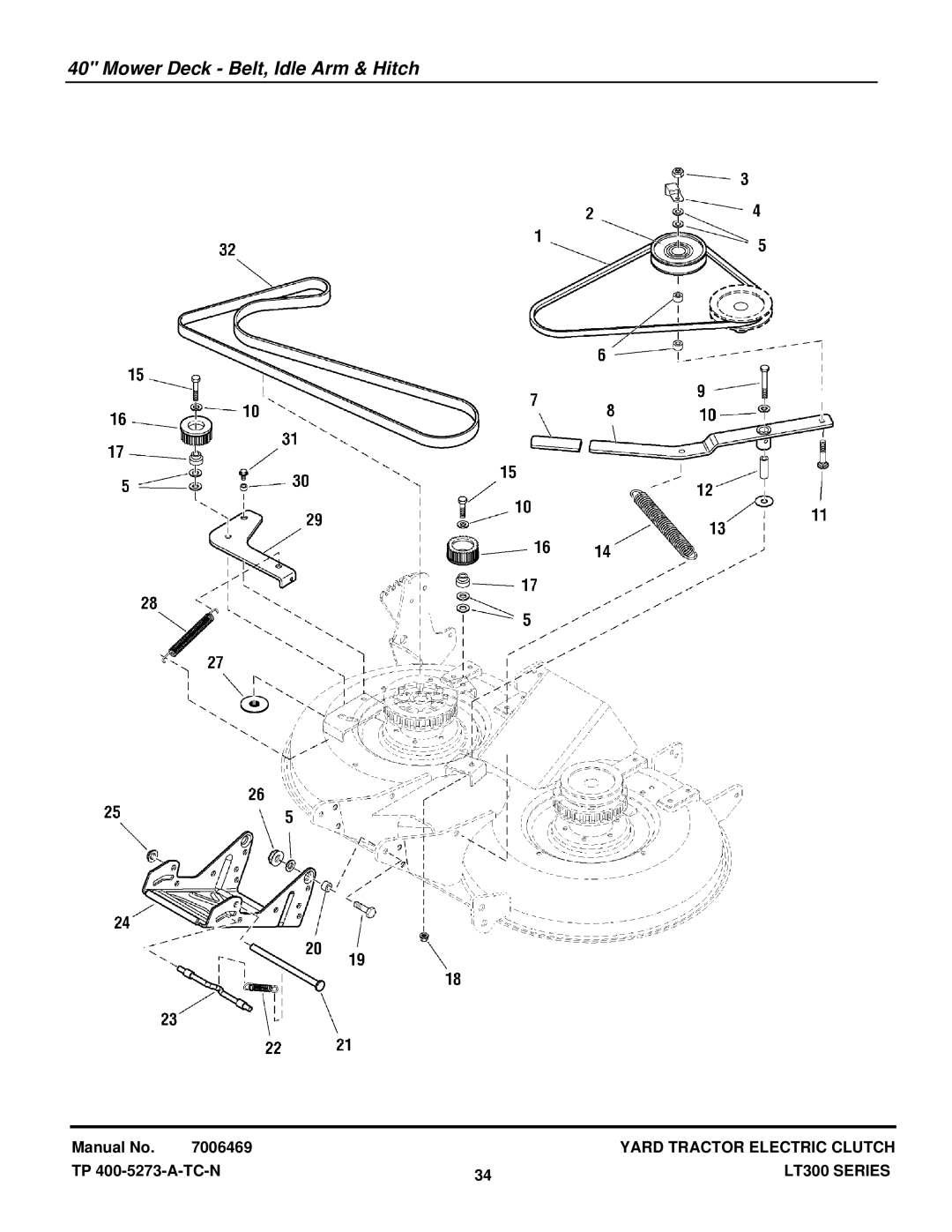 Snapper LT300 manual Mower Deck Belt, Idle Arm & Hitch 