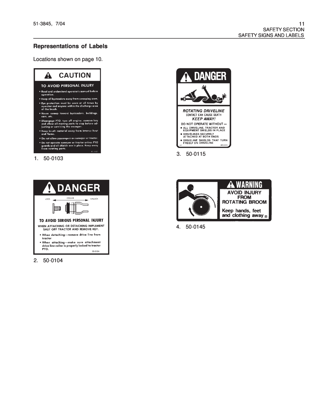 Snapper 151-3845, M26 Series manual Representations of Labels, Locations shown on page 3 