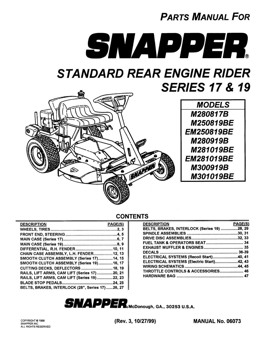 Snapper M301019B, M300919BE, M280817B manual 