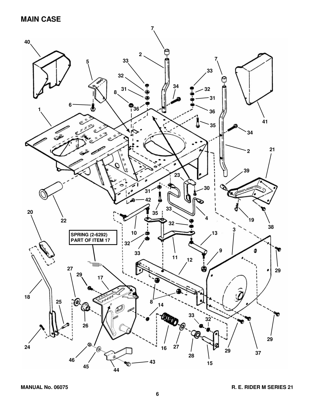 Snapper EM250821BE, M300921B, EM281021BE, WM301021BE, WM280921B manual Main Case 