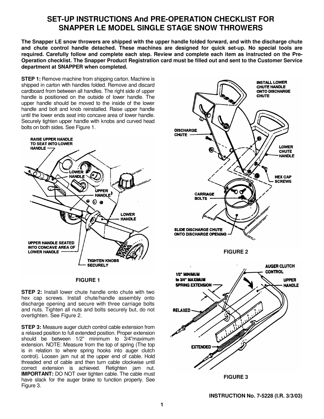 Snapper MCS2000 manual Snapper LE Model Single Stage Snow Throwers