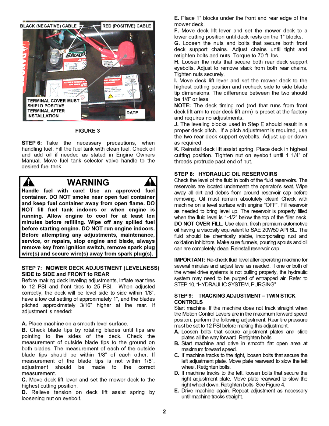 Snapper Mount Mower manual Hydraulic OIL Reservoirs 