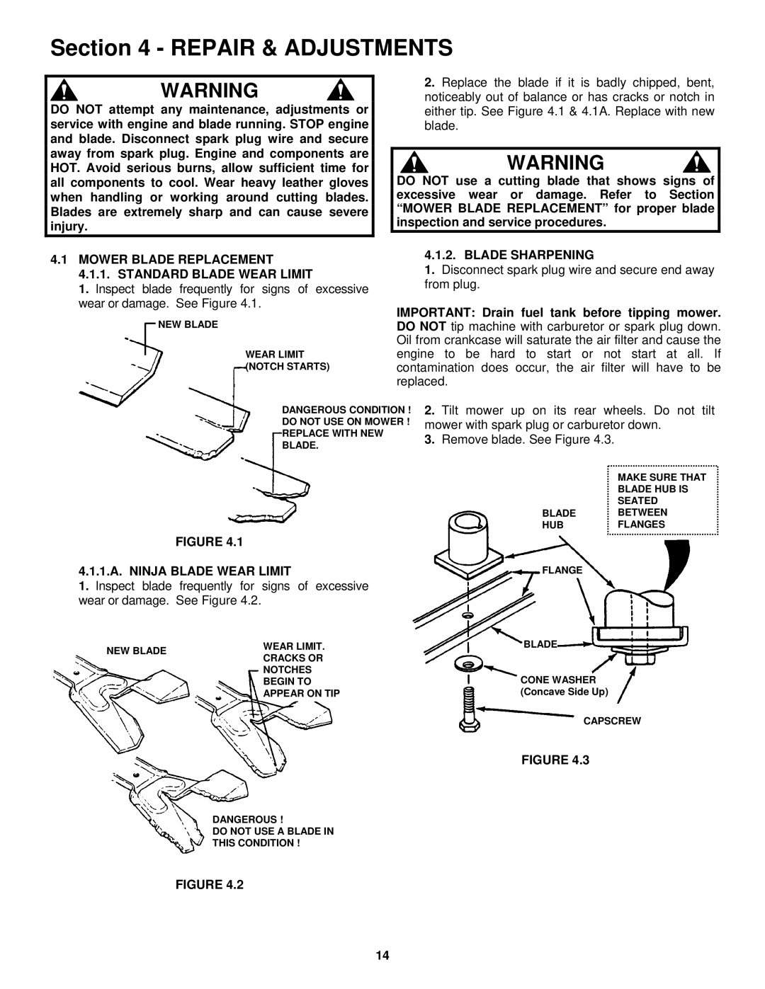 Snapper MP216518B, MRP216518B, MR216518B, MRP216518B Mower Blade Replacement Standard Blade Wear Limit, Blade Sharpening 