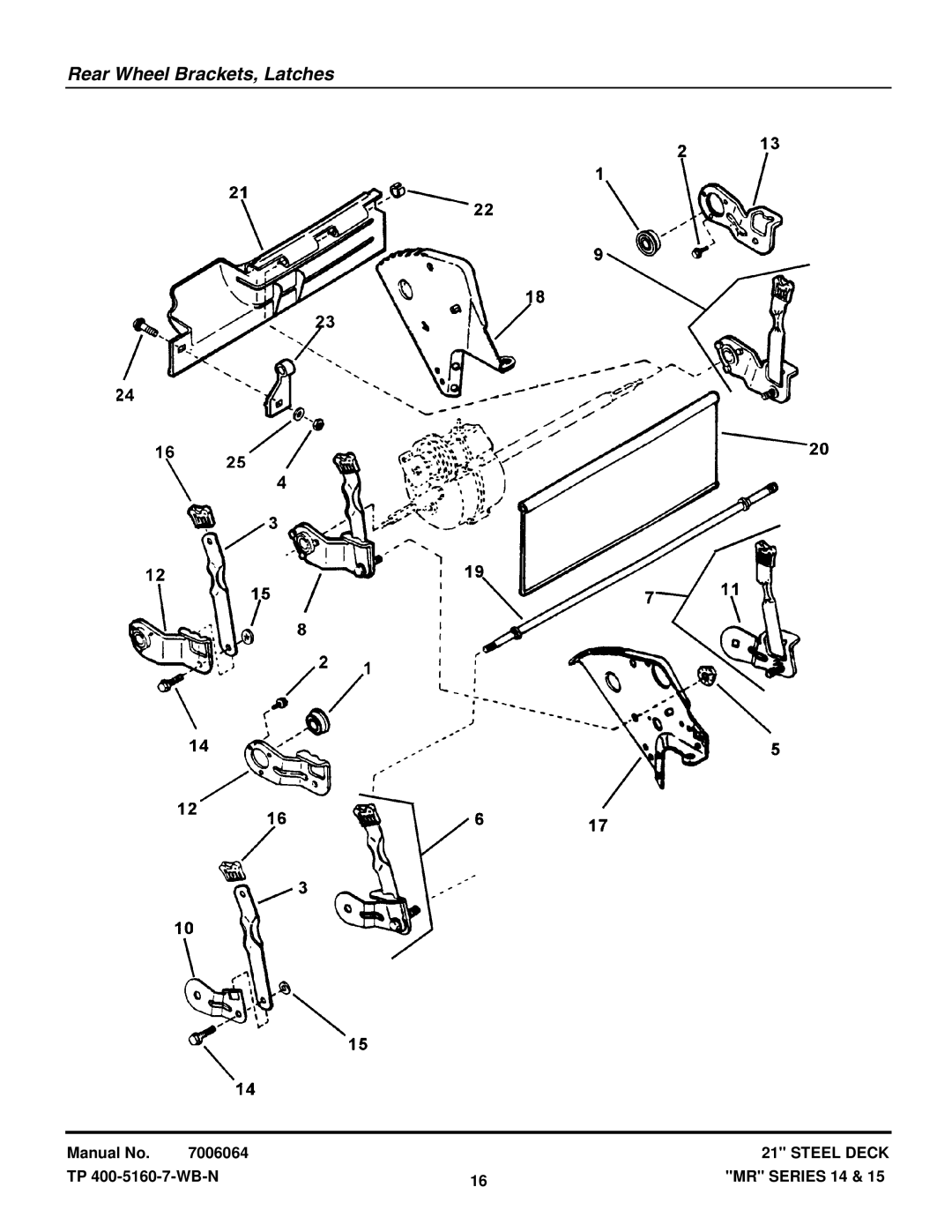 Snapper MR215015T, MR215014B, MR216015BV, MCRS215014KWV, EMRP216014B, MRP216015BV manual Rear Wheel Brackets, Latches 