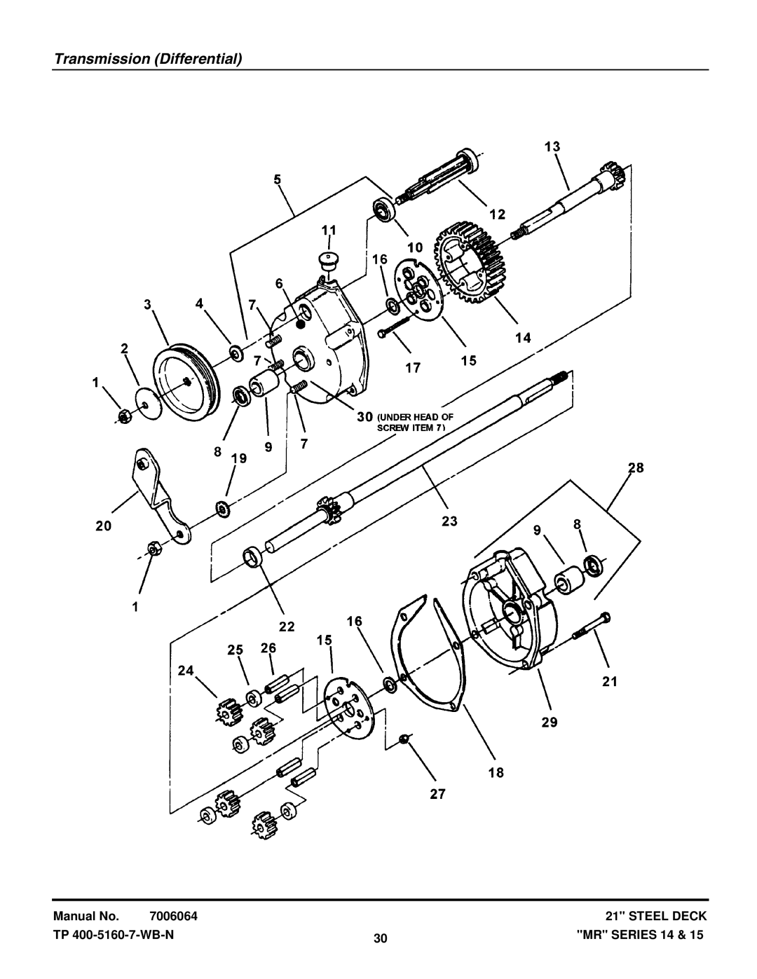 Snapper MR215015T, MR215014B, MR216015BV, MCRS215014KWV, EMRP216014B, MRP216015BV manual Transmission Differential 