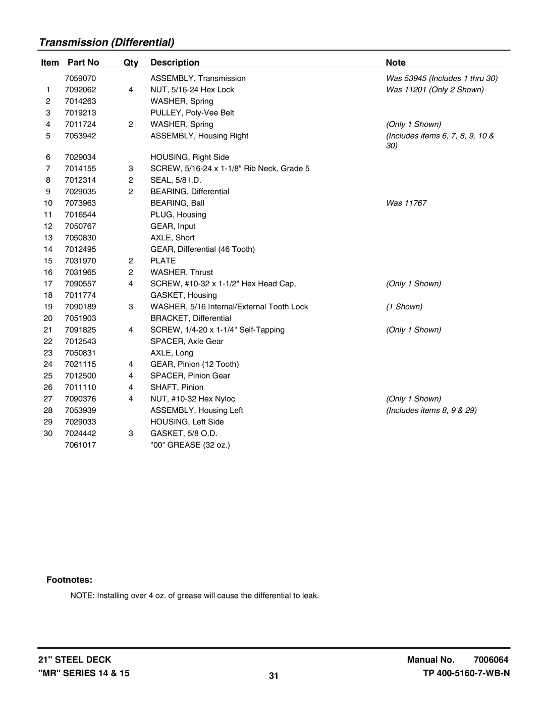 Snapper MRP216015BV Was 53945 Includes 1 thru, Was 11201 Only 2 Shown, Includes items 6, 7, 8, 9, Includes items 8, 9 