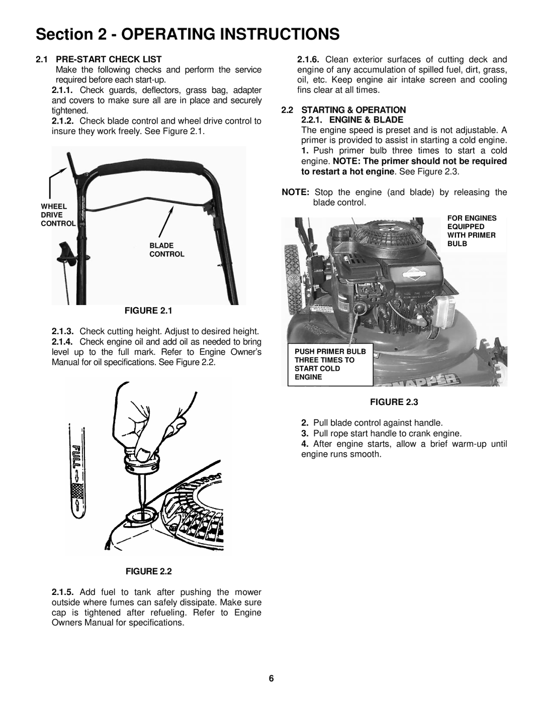 Snapper MR216015T, MR216015B, MR216015BV, MRP216015B, MRP216015BV important safety instructions PRE-START Check List 