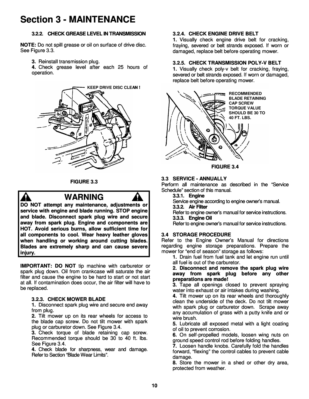 Snapper MRP216015B important safety instructions Maintenance, Check Grease Level In Transmission 
