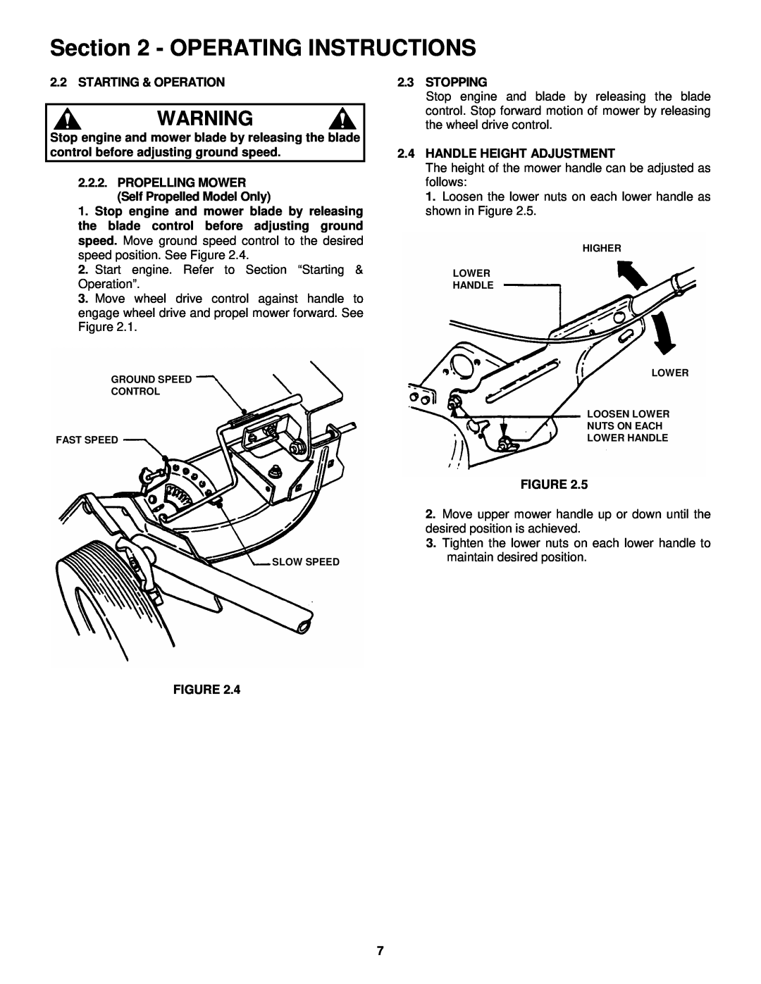Snapper MRP216015B important safety instructions Operating Instructions, Starting & Operation 