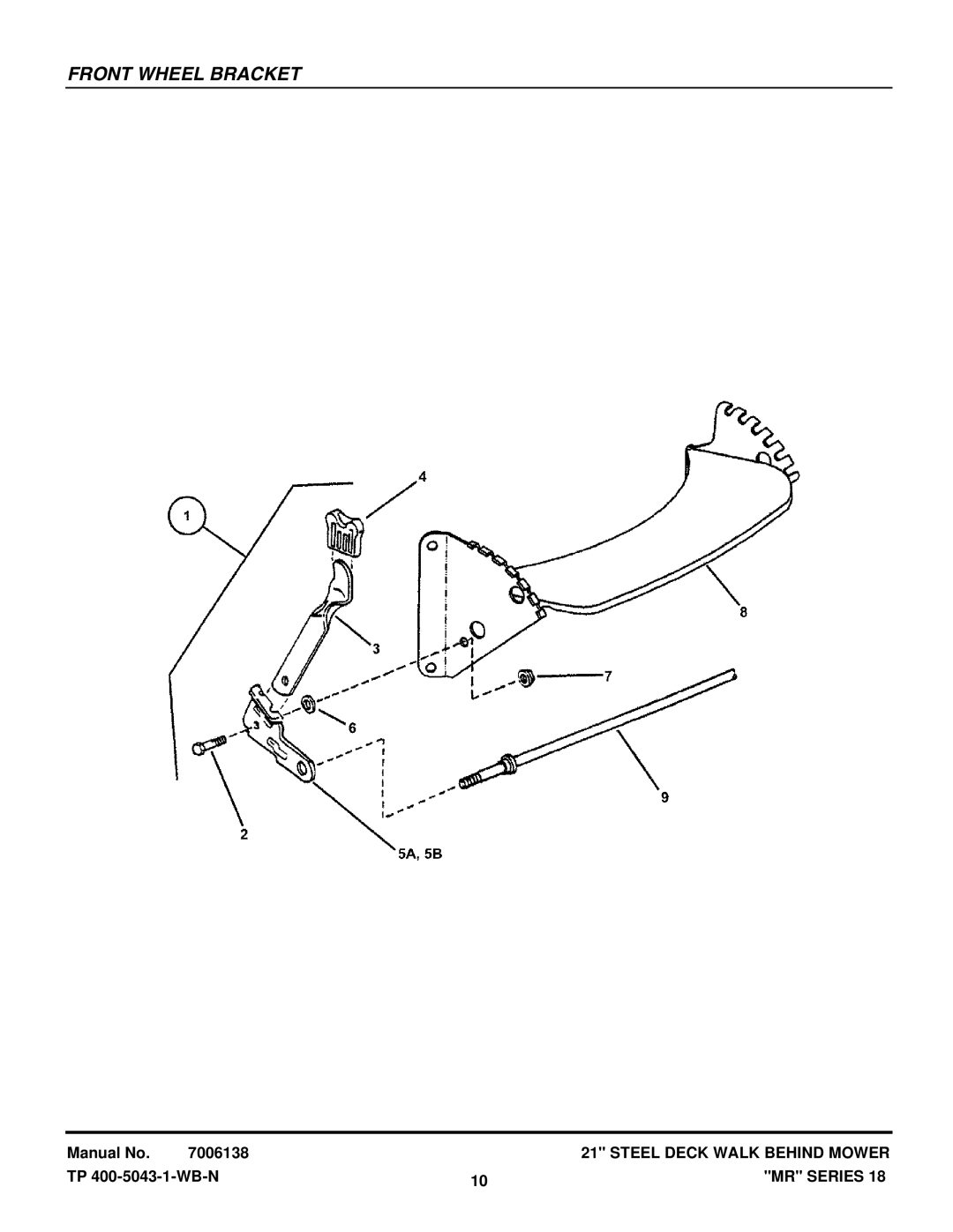 Snapper MRP216518B, MR216518B manual Front Wheel Bracket 