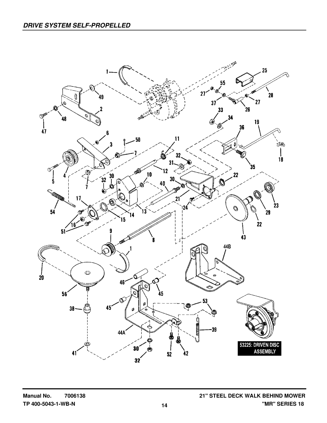 Snapper MRP216518B, MR216518B manual Drive System SELF-PROPELLED 