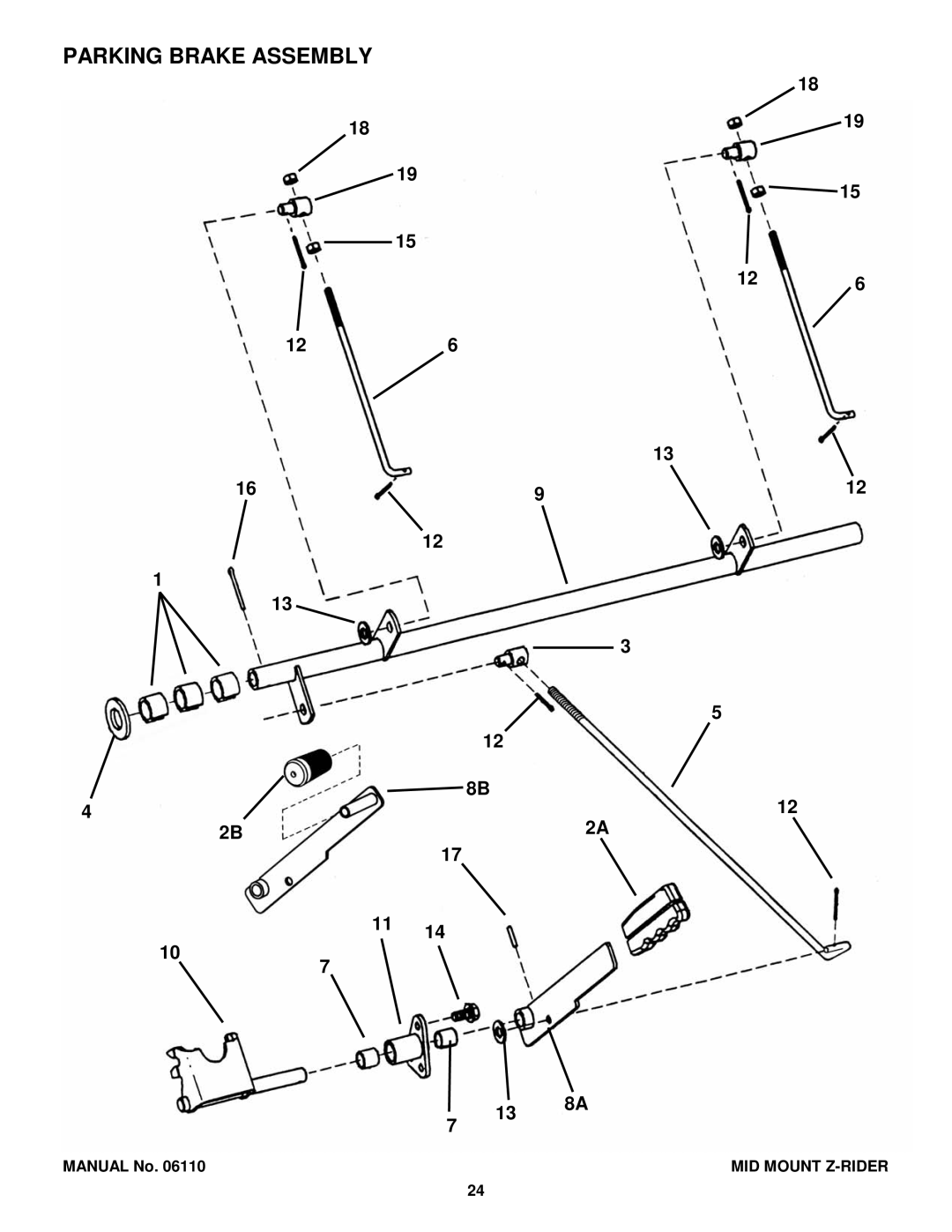 Snapper MZM2200KH, MZM2300KH, MZM2301KH, ZM6102M, ZMT2500KH, ZM6101M, ZM6100M, ZM5202M, ZM5201M, ZM5200M Parking Brake Assembly 