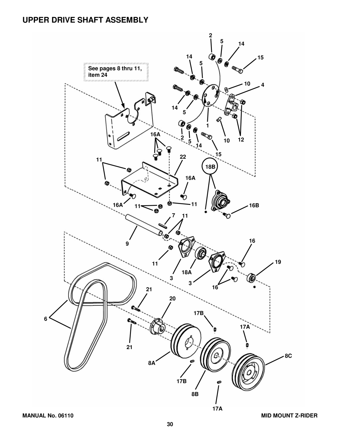 Snapper MZM2301KH, MZM2200KH, MZM2300KH, ZM6102M, ZMT2500KH, ZM6101M, ZM6100M, ZM5202M, ZM5201M manual Upper Drive Shaft Assembly 