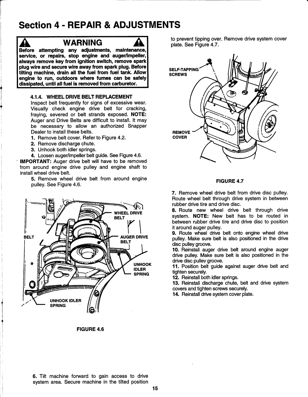 Snapper E10305E, N10305E, E8265 manual 