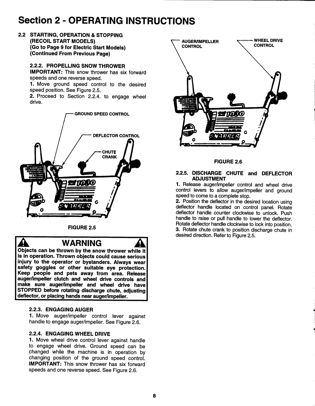 Snapper E10305E, N10305E, E8265 manual 