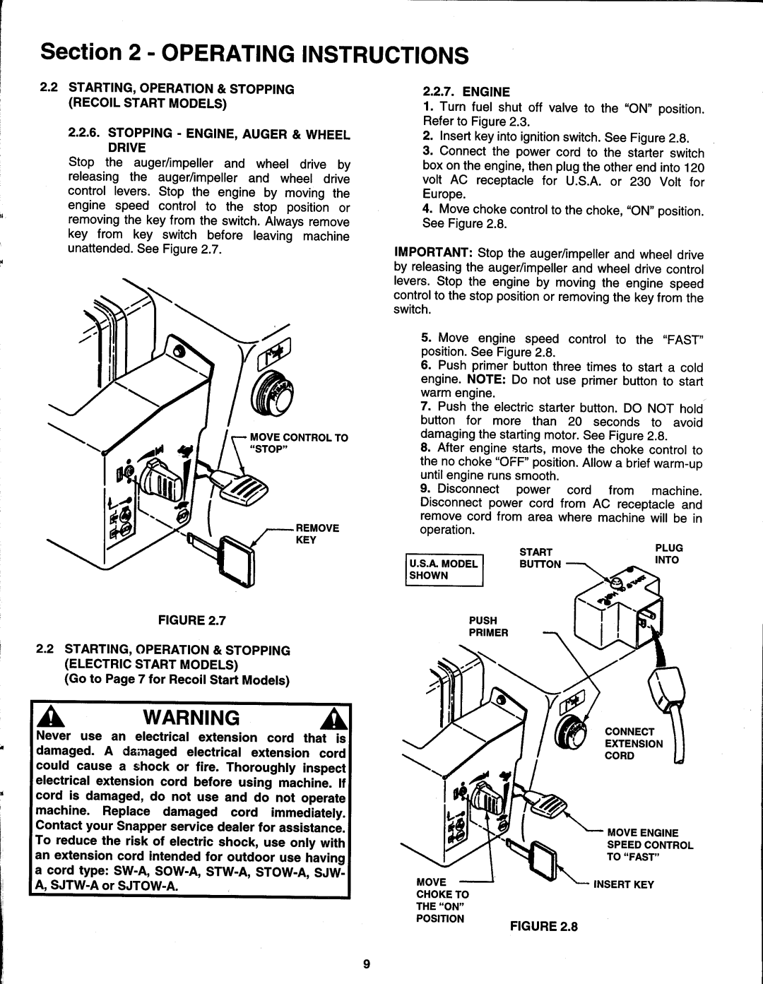 Snapper N10305E, E10305E, E8265 manual 