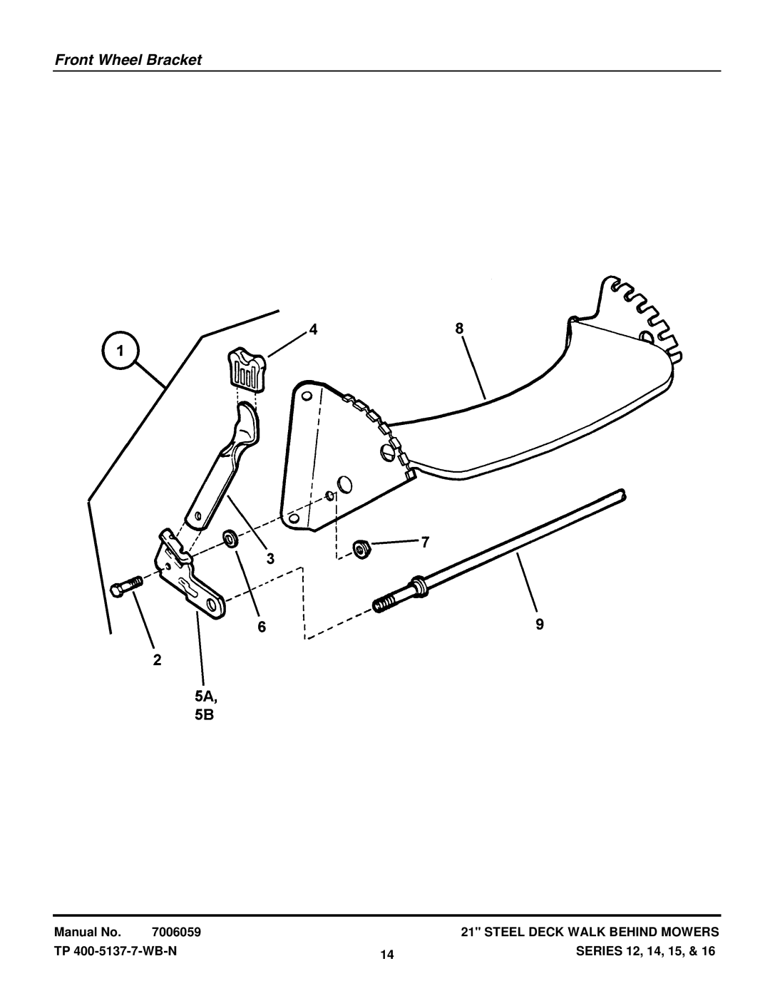 Snapper NP216012 manual Front Wheel Bracket 