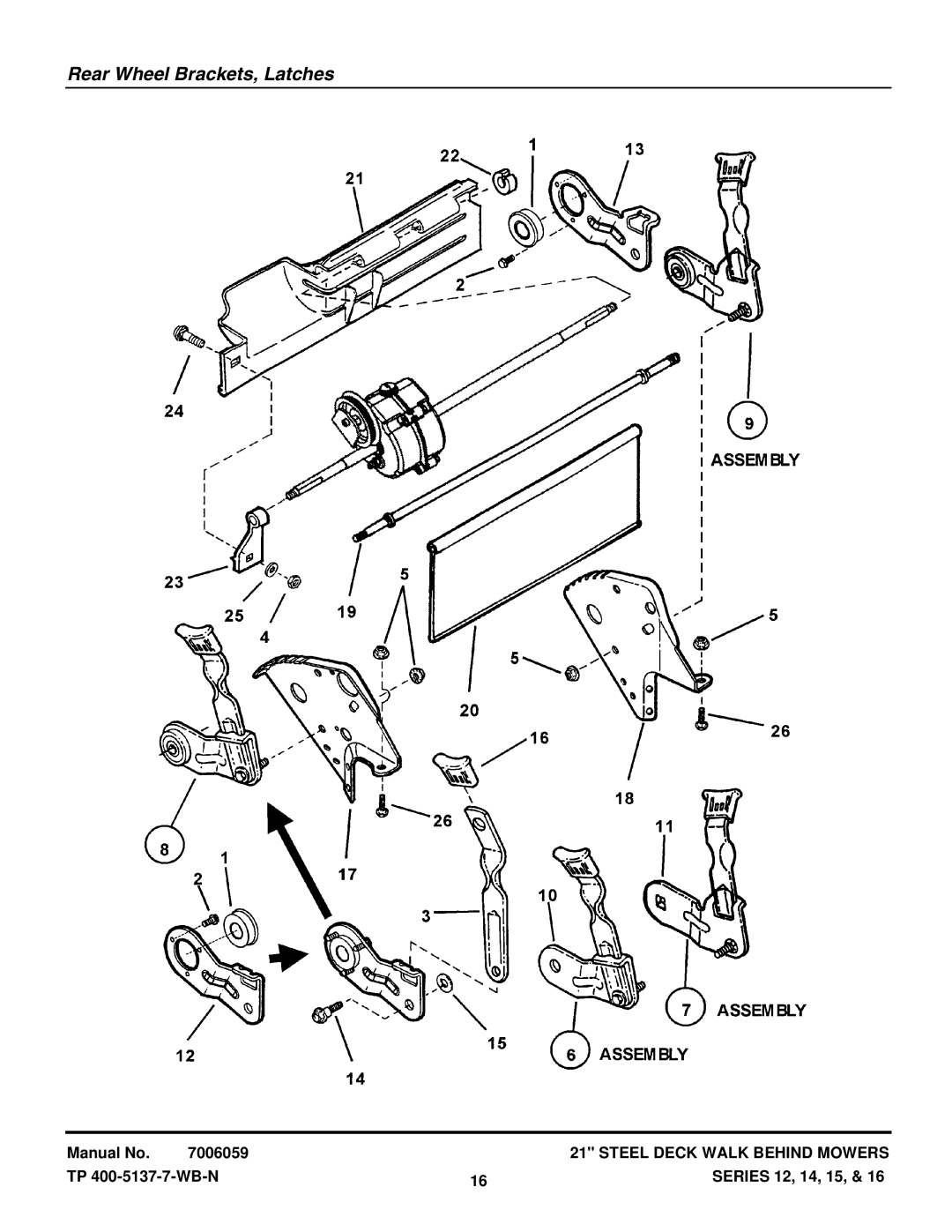 Snapper NP216012 manual Rear Wheel Brackets, Latches 