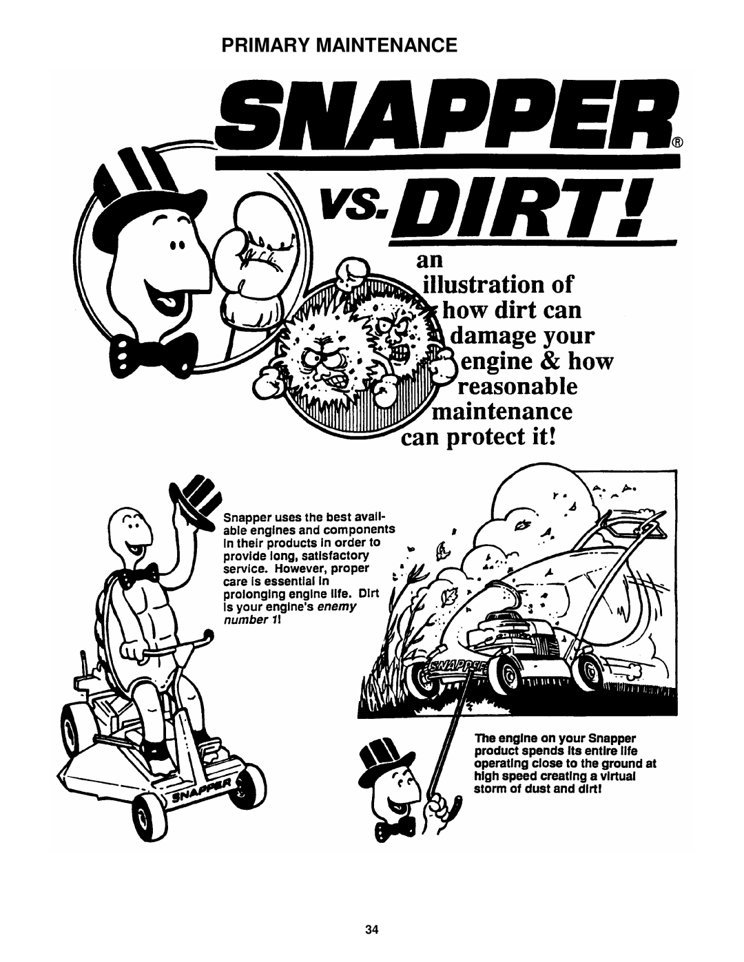 Snapper NZM19480KWV, NZM21520KWV important safety instructions Primary Maintenance 