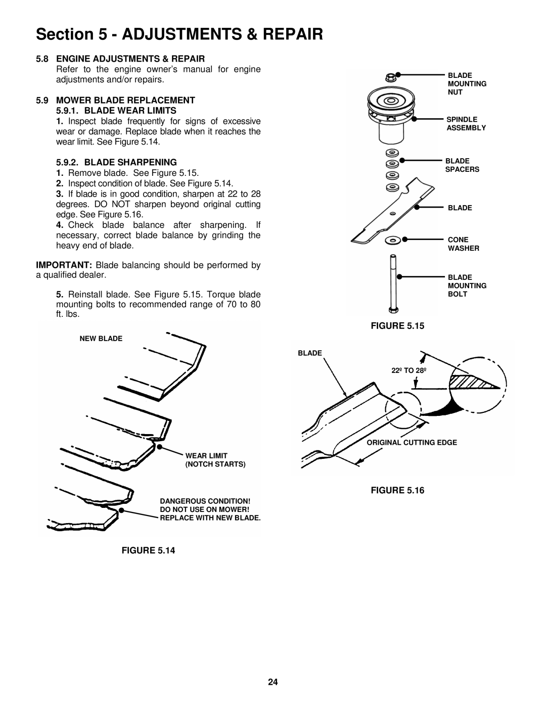 Snapper NZM19481KWV important safety instructions Blade Sharpening 