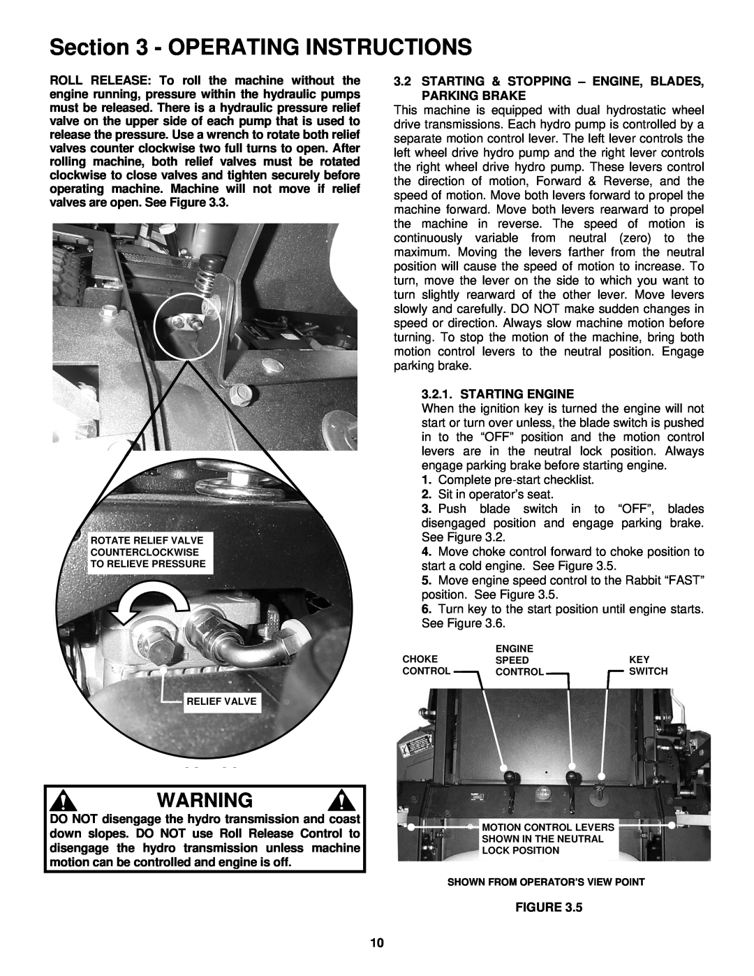 Snapper NZM19481KWV Operating Instructions, Starting & Stopping - Engine, Blades, Parking Brake, Starting Engine 
