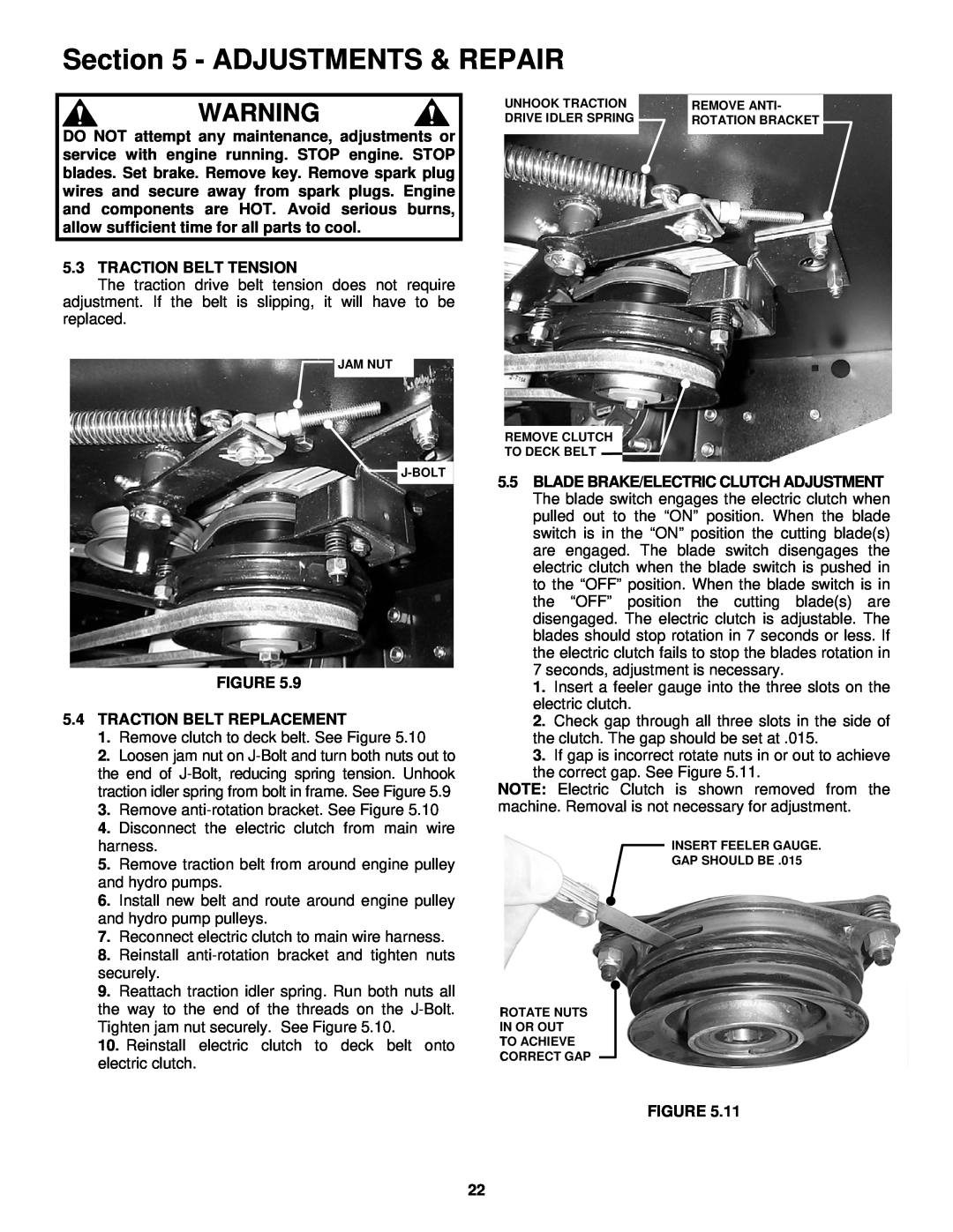 Snapper NZM19481KWV important safety instructions Adjustments & Repair, The traction drive belt tension does not require 