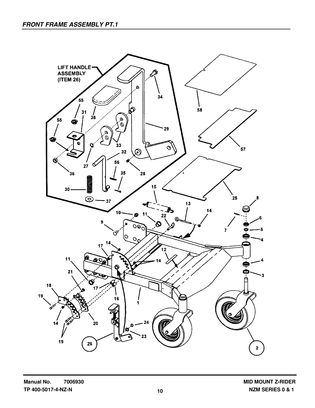 Snapper NZM21520KWV, NZM19480KWV manual Front Frame Assembly PT.1 