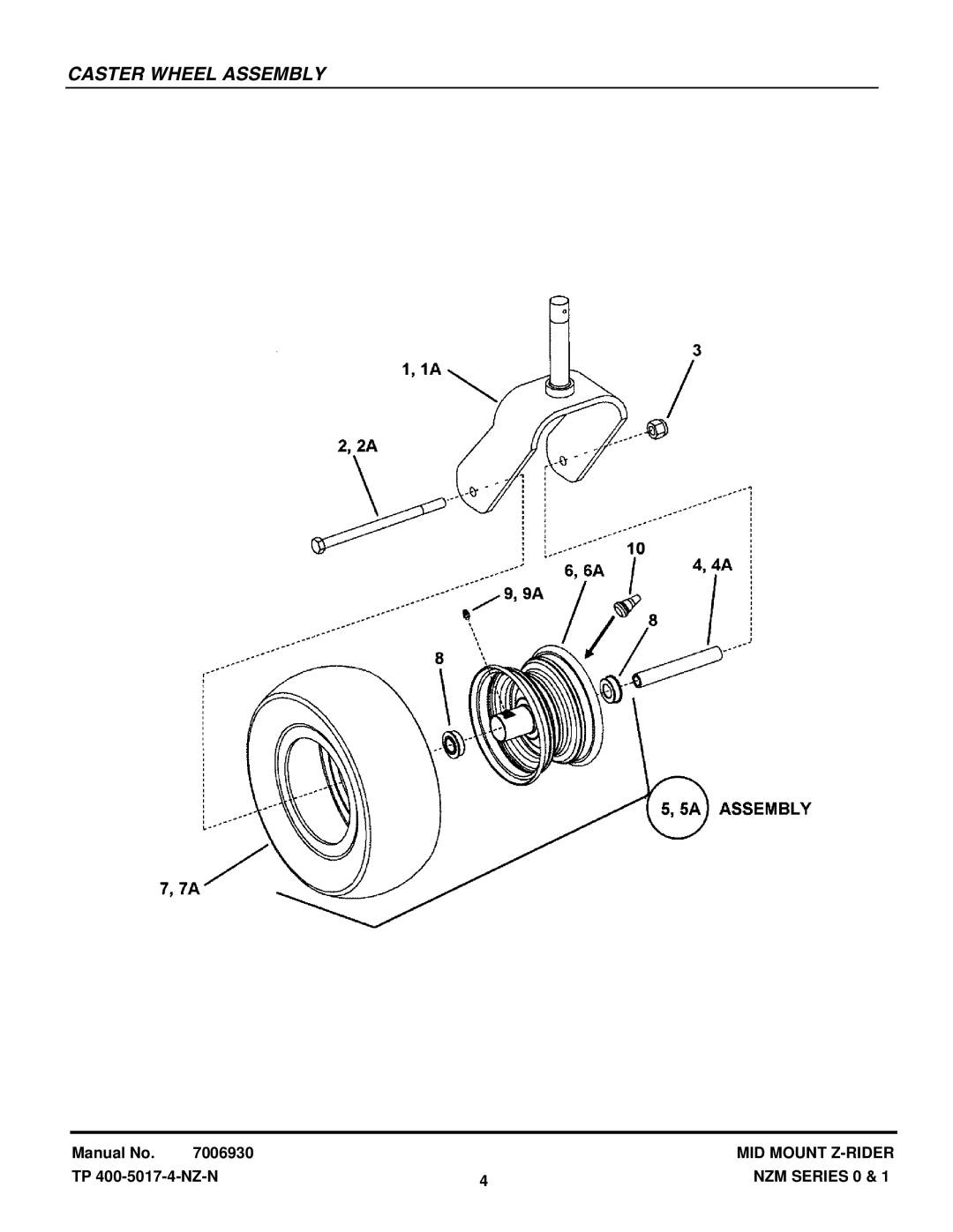 Snapper NZM21520KWV, NZM19480KWV manual Caster Wheel Assembly 