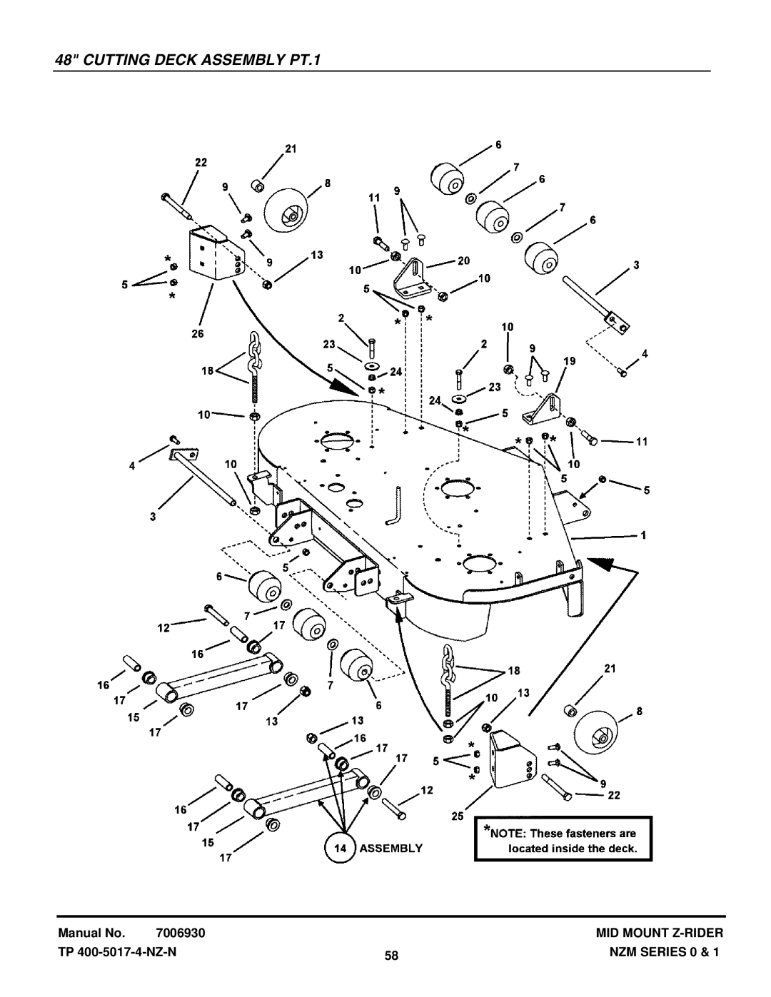 Snapper NZM21520KWV, NZM19480KWV manual Cutting Deck Assembly PT.1 