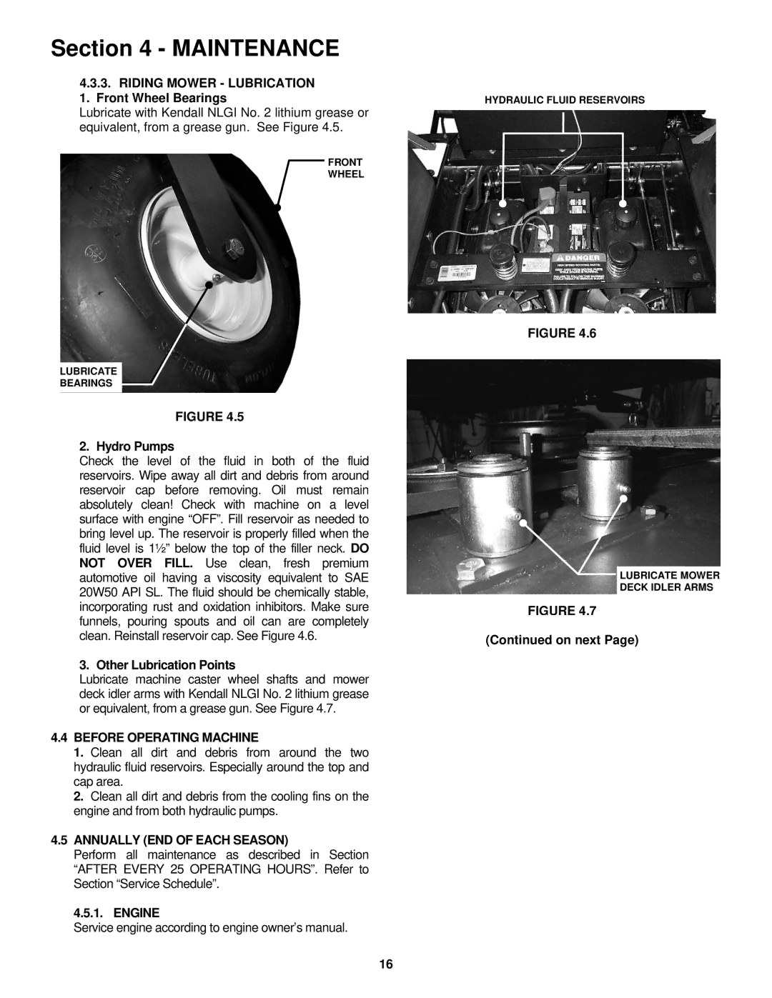 Snapper NZM27612KH, NZM19482KWV, NZM21522KWV, NZM25612KWV Riding Mower Lubrication, Before Operating Machine 