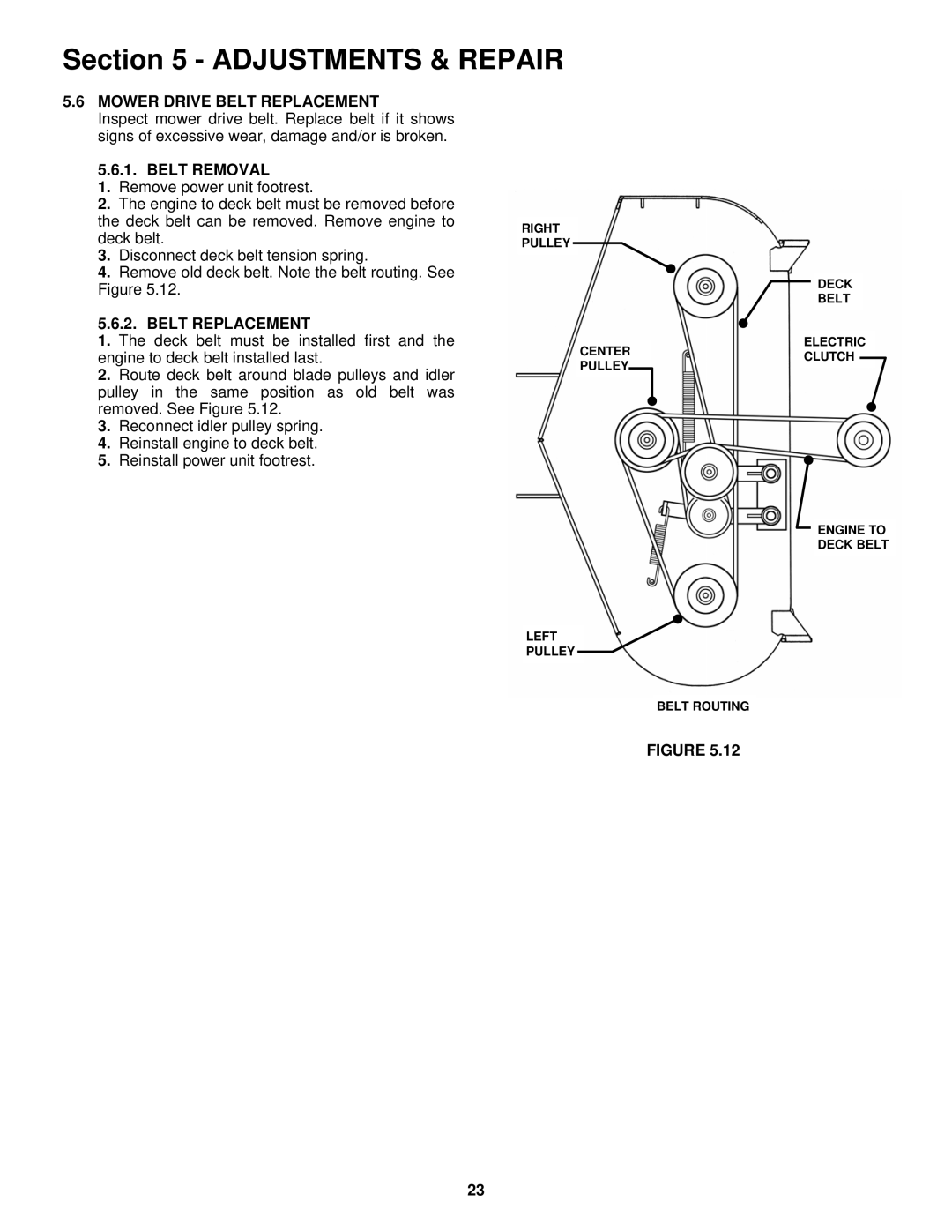 Snapper NZMJ23521KH, NZMJ25611KH important safety instructions Mower Drive Belt Replacement, Belt Removal 